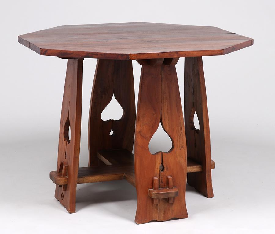 Arts & Crafts Spade Cutout Octagonal Table (1 of 5)
