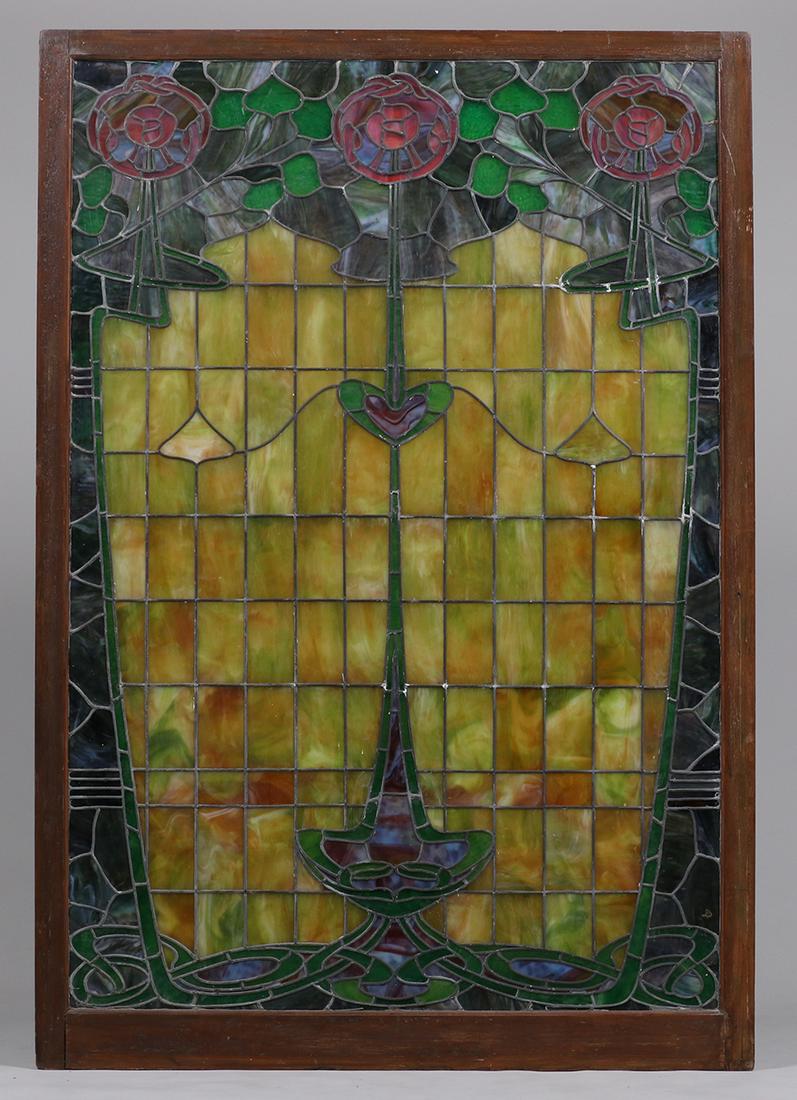 Large Arts & Crafts - Art Nouveau Stained Glass Window (1 of 3)
