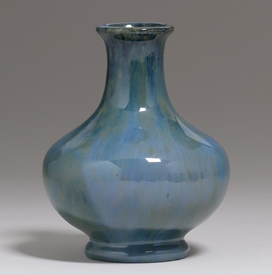 Fulper Blue Flambe Baluster Vase: Fulper Pottery blue flambe baluster vase. Signed. Perfect condition. 7.75"h x 5.75"d. Spend $5000 or more at this auction and all of your SHIPPING IS FREE within the lower 48 states. SHIPPING