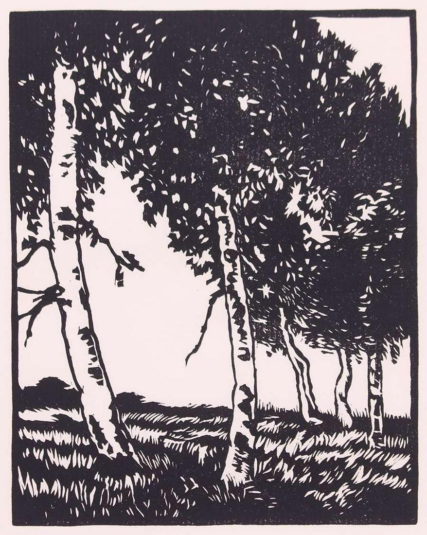 William Rice Woodblock Print "Quaking Aspens" (1 of 3)