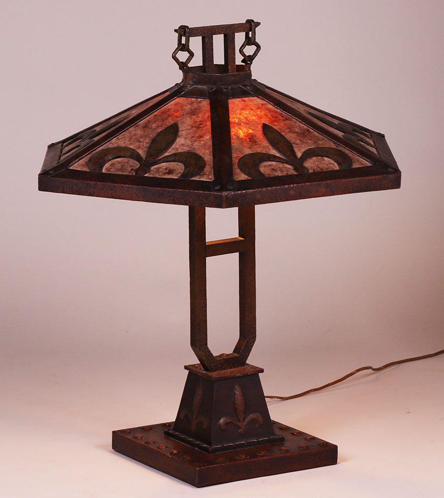 Handel Hammered Copper & Mica Lamp c1910 (1 of 7)