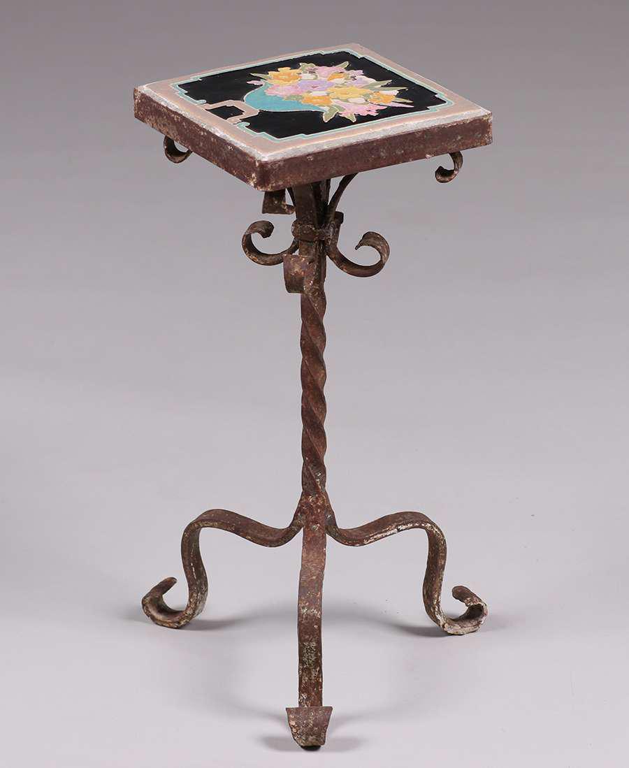 Claycraft Hand-Forged Iron Tile-Top Table c1920s (1 of 3)