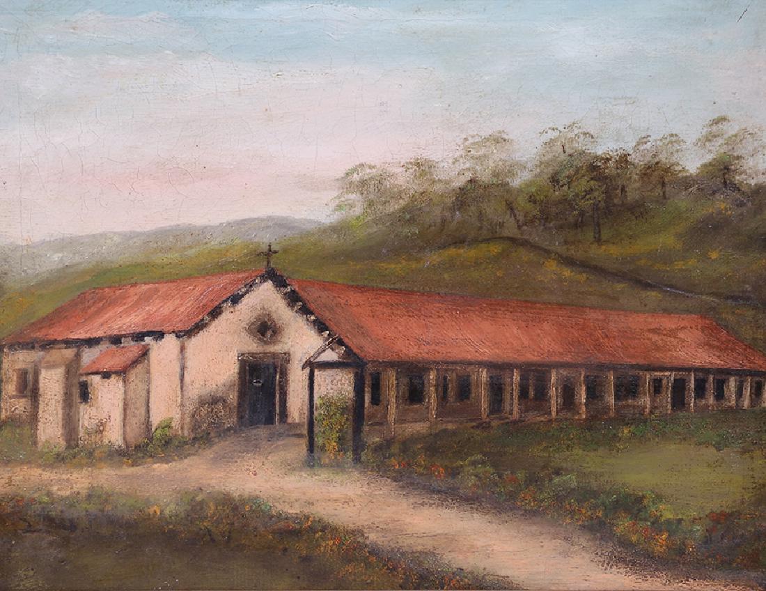 Antique Old California Mission Painting c1900 (1 of 3)