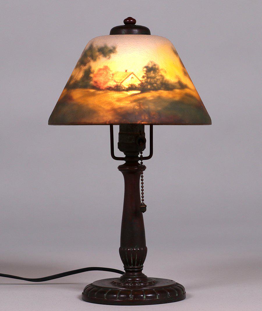 Handel Reverse-Painted Boudoir Lamp c1910 (1 of 4)