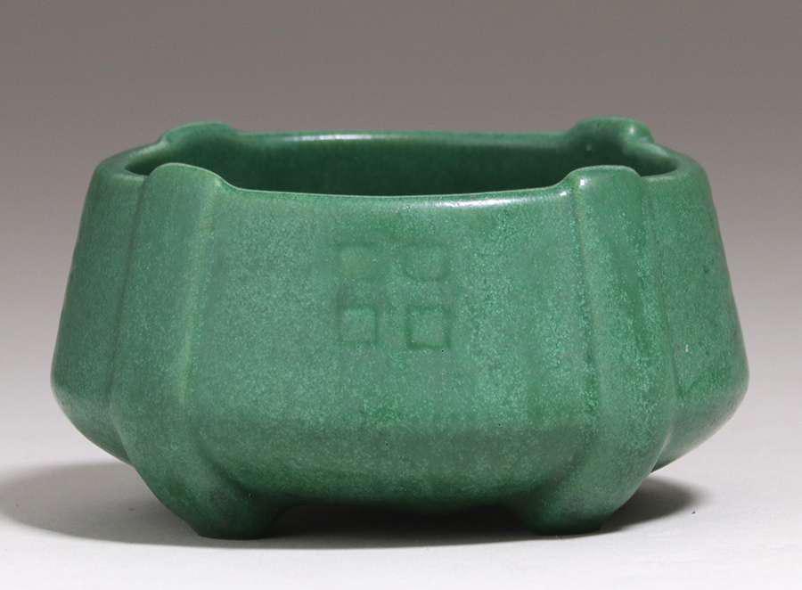 Weller Matte Green Buttress Jardiniere c1910 (1 of 3)