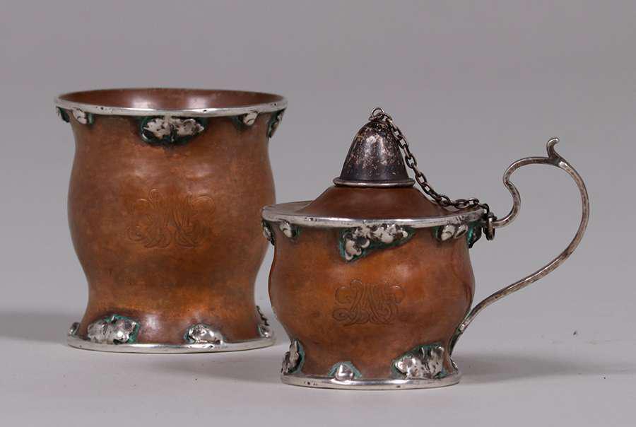Joseph Heinrichs Hammered Copper & Silver Vase Set (1 of 3)