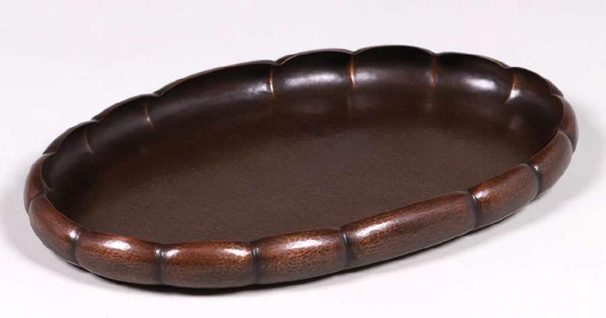 Large Boston School Hammered Copper Oval Serving (1 of 2)
