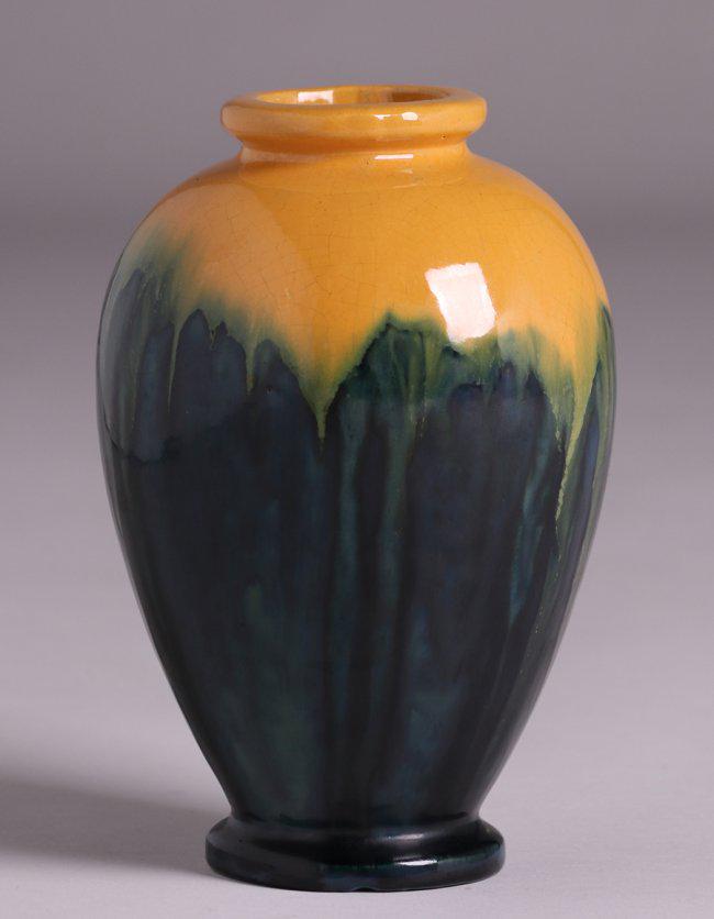 Lucille Newton Yellow Drip Flambe Vase c1910 (1 of 3)