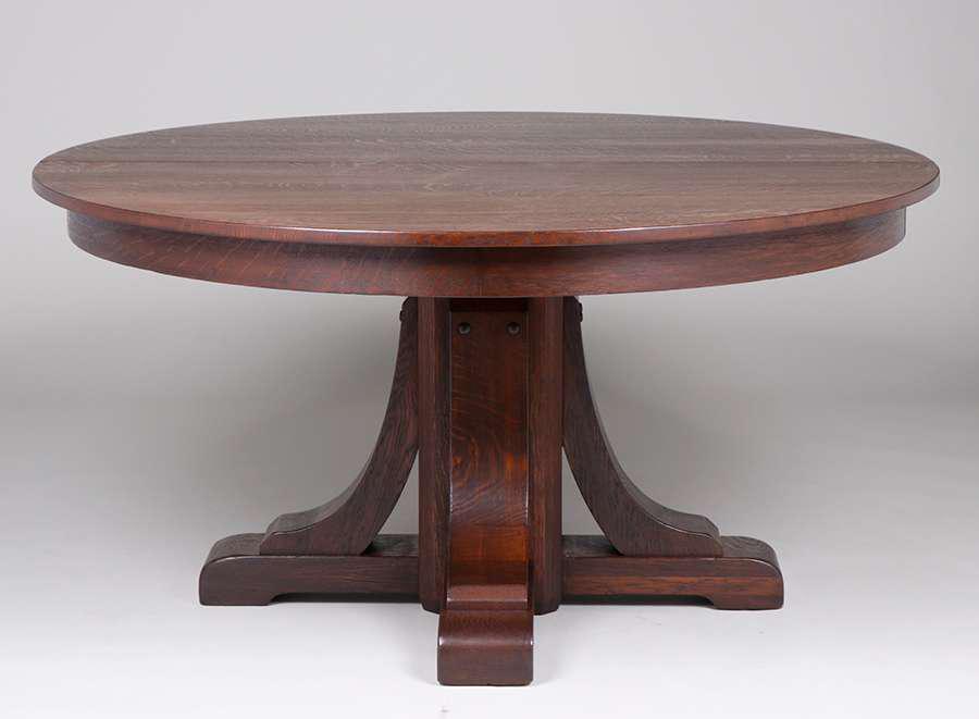 Large Stickley Brothers 60"d Pedestal Dining Table (1 of 4)