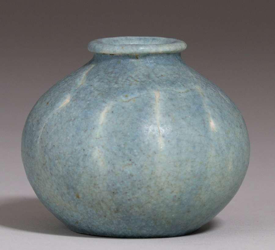 Grueby Pottery Matte Blue Cabinet Vase c1905 (1 of 3)