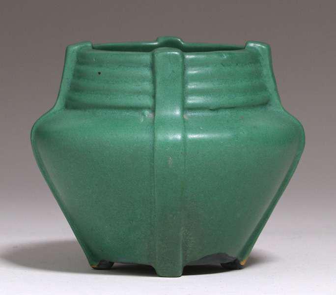 Weller Pottery Matte Green Buttress Vase c1910 (1 of 3)