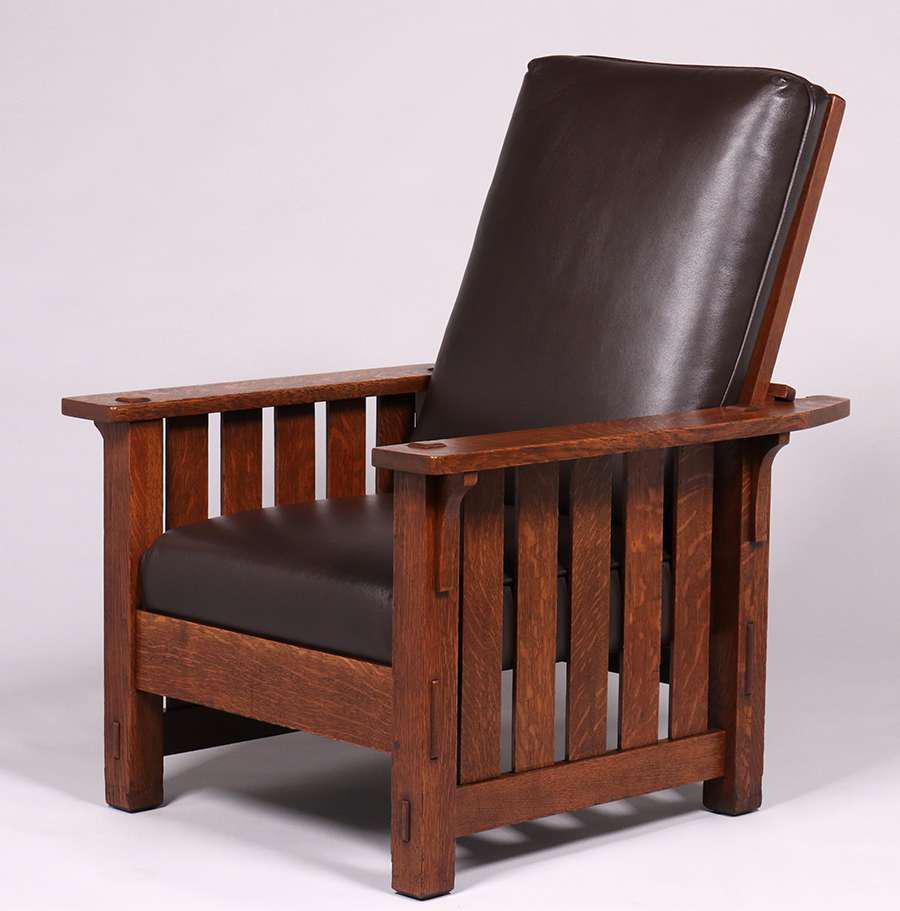L&JG Stickley #498 Slatted Morris Chair c1910 (1 of 3)