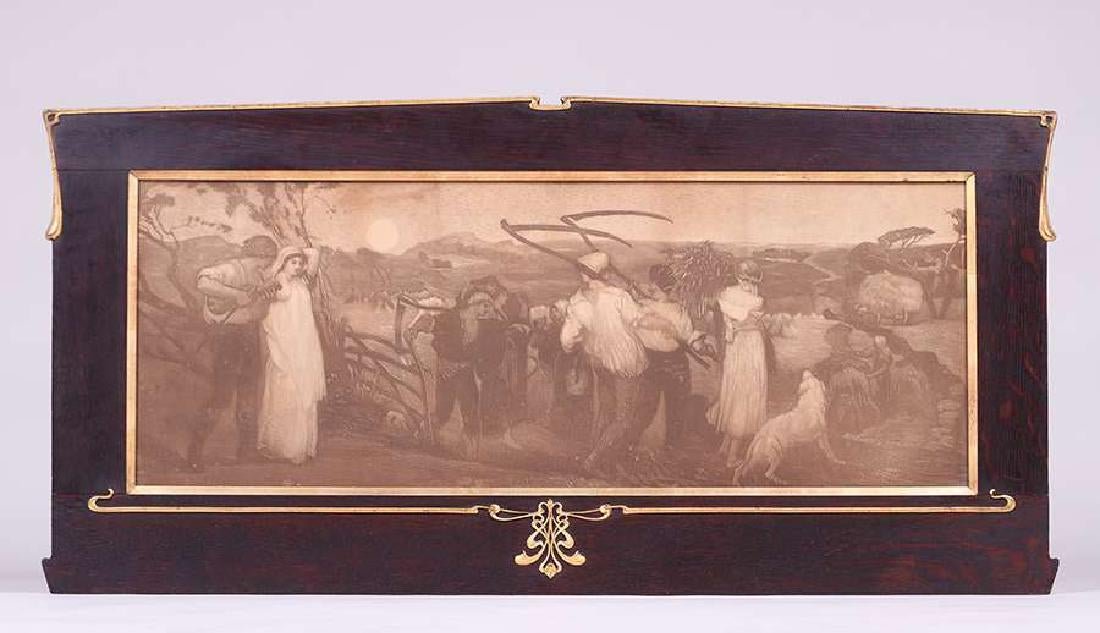 Arts & Crafts Oak Framed Pre-Raphaelite Print c1900 (1 of 4)