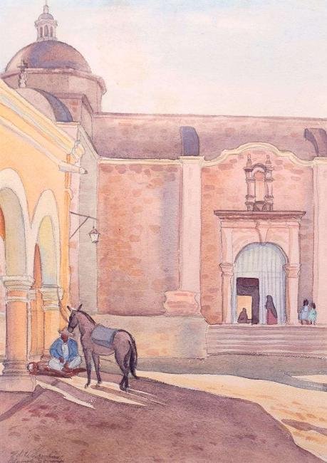 Edith Hamlin Dixon Watercolor "Alamos, Sonora" c1940s (1 of 5)