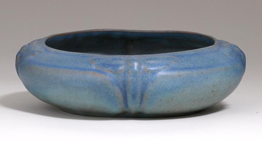 Van Briggle Matte Blue Dragonfly Bowl 1920 (1 of 3)