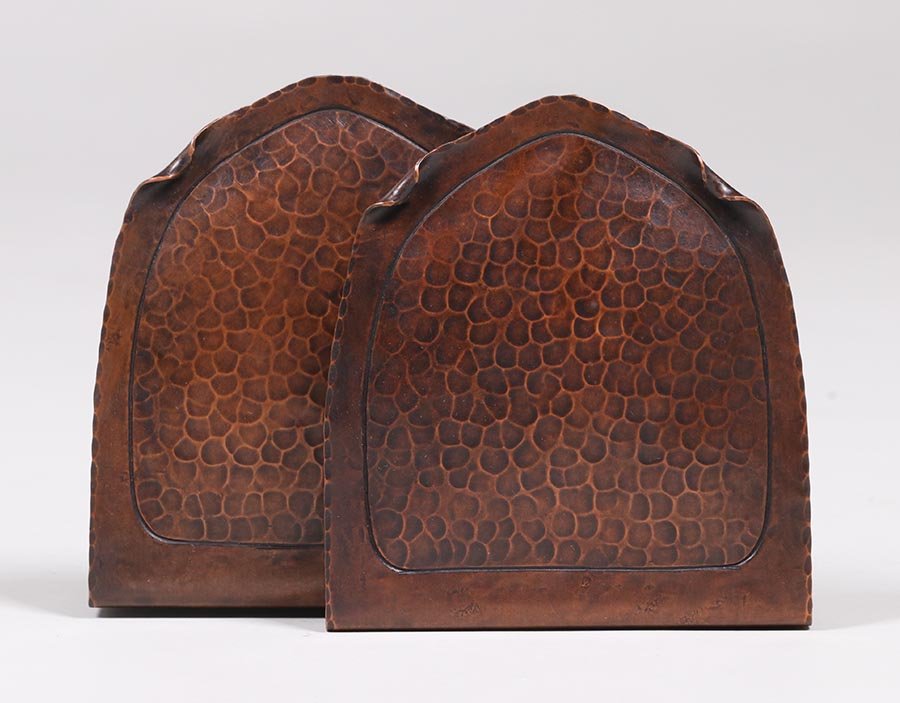 Pair Early Craftsman Studios Hammered Copper Bookends (1 of 3)