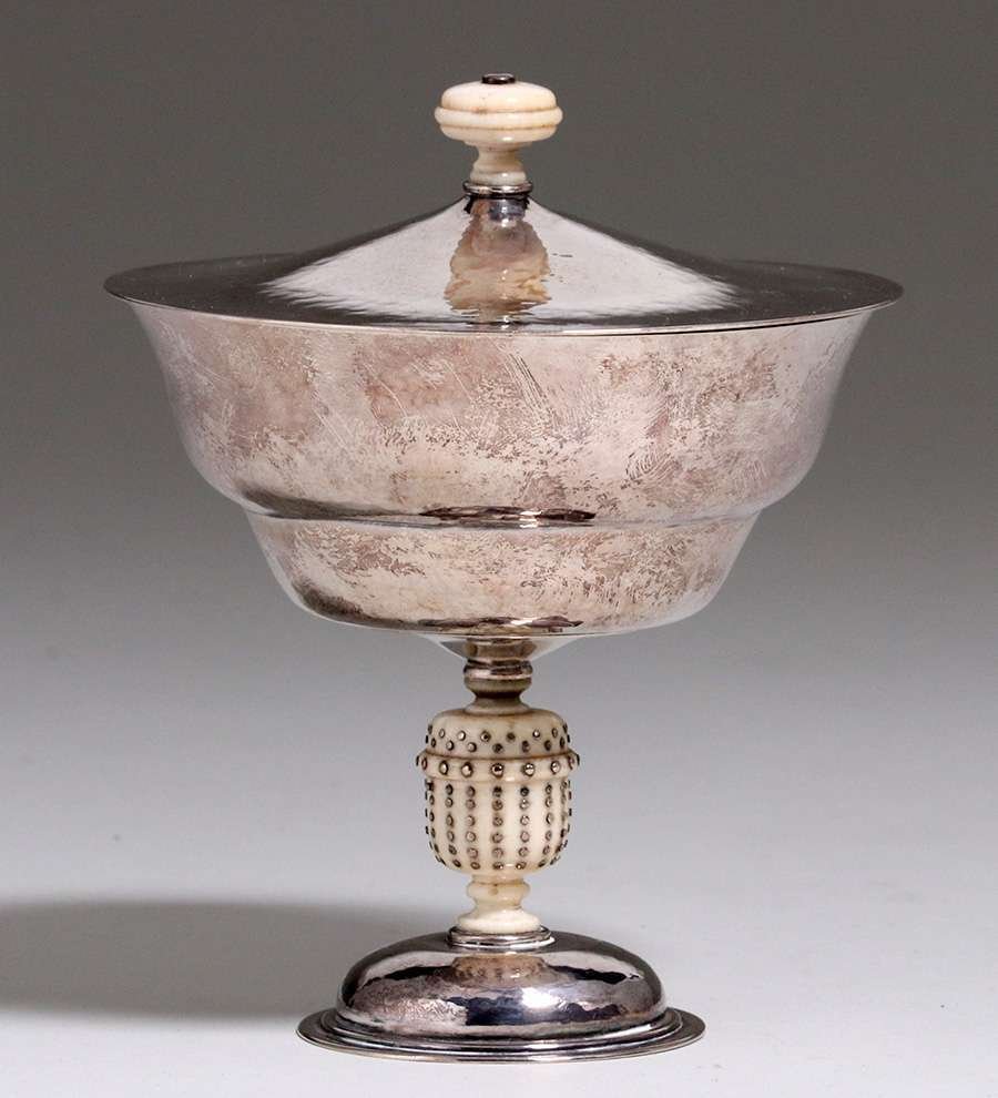 English Arts & Crafts Silver Lidded Goblet c1900-1905 (1 of 2)