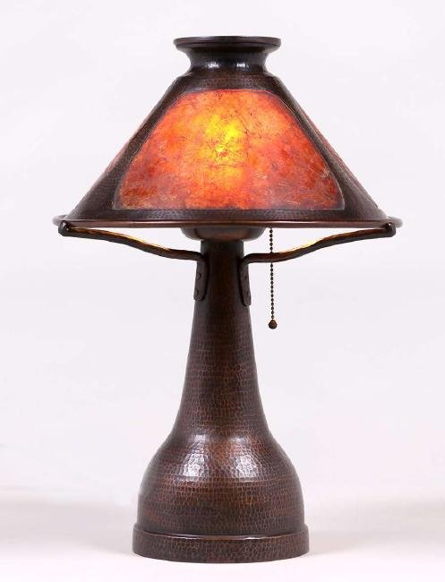Benedict Studios Hammered Copper & Mica Lamp c1910 (1 of 4)