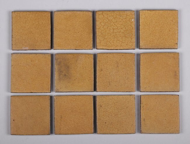 Lot of 12 Matching Grueby Matte Ochre Square Tiles (1 of 2)
