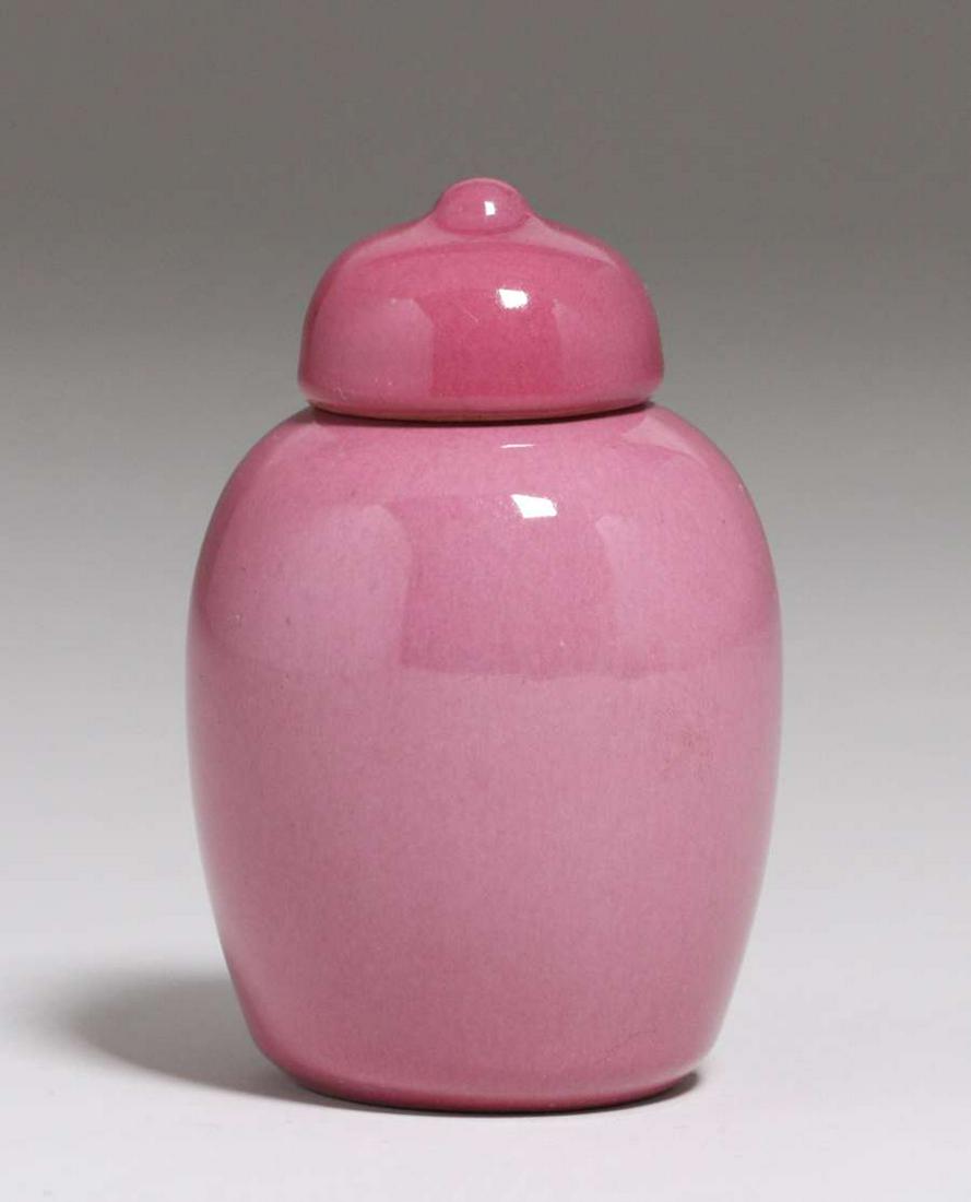 California Faience Burgundy Covered Jar c1920s (1 of 3)