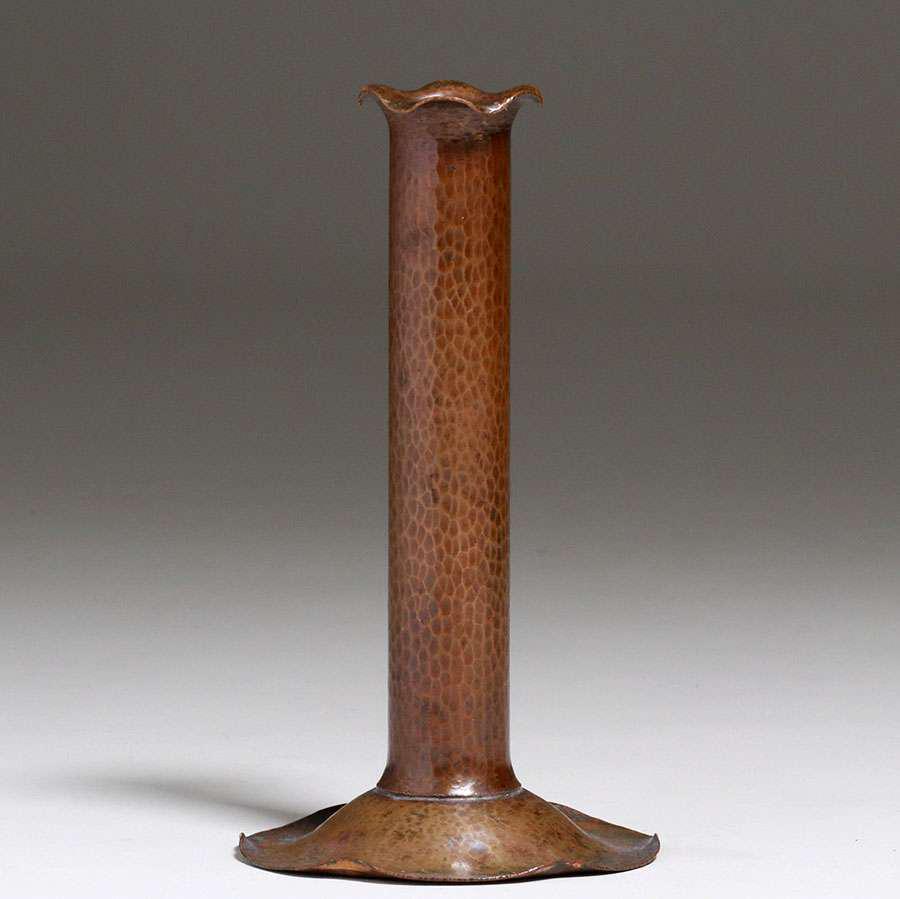 Albert Berry Hammered Copper Stem Vase c1920s (1 of 2)