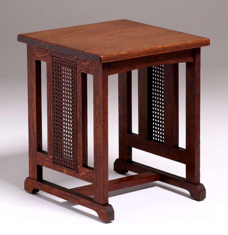 Stickley Brothers #5900 Cane-Sided Square Taboret c1910 (1 of 5)