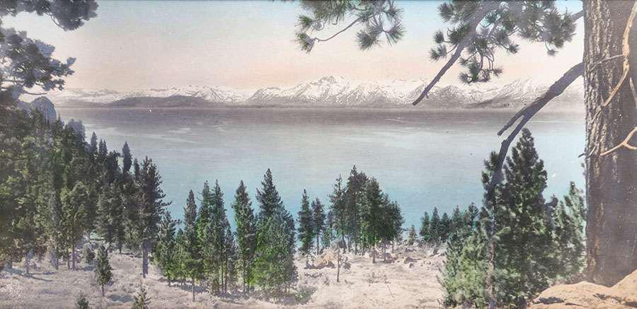 Antique Hand-Tinted Photo Lake Tahoe c1910 (1 of 2)