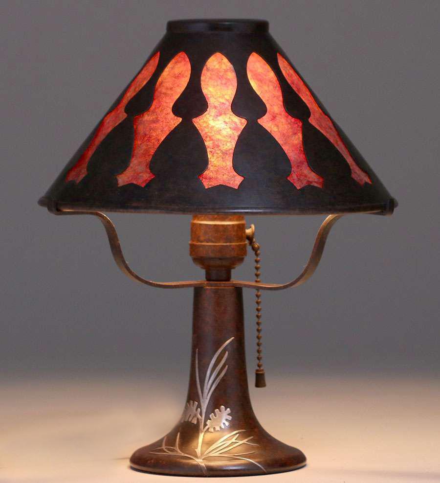 Heintz Sterling on Bronze Boudoir Lamp c1912 (1 of 2)