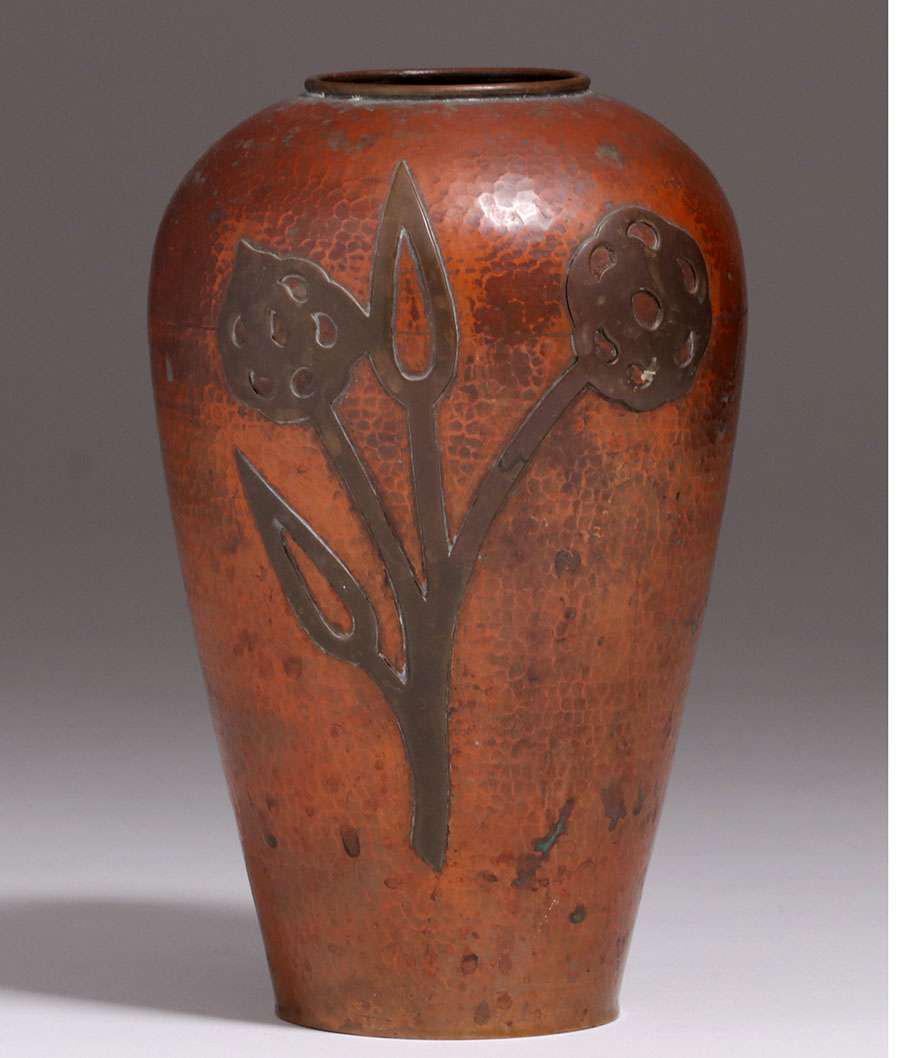Arts & Crafts Hammered Copper Vase c1920s (1 of 3)
