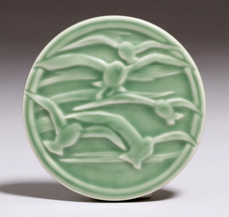 Rookwood Celadon Green Seagull Tile (1 of 4)
