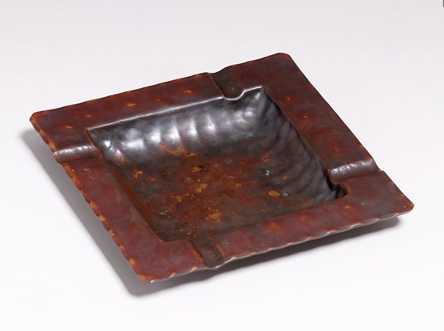Craftsman Studios Hammered Copper Square Cigar Ashtray (1 of 3)