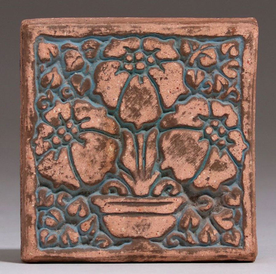 Batchelder Los Angeles Potted Plant Tile c1920s (1 of 3)
