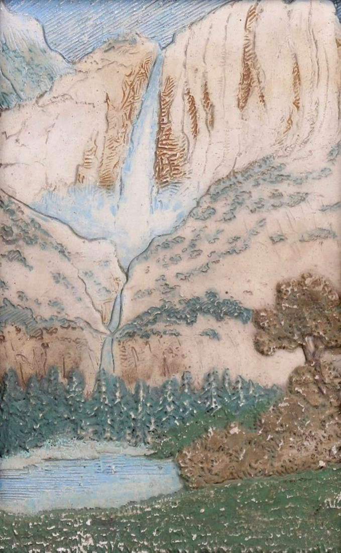 Claycraft Richmond, CA Yosemite Falls Scenic Tile c1920 (1 of 3)
