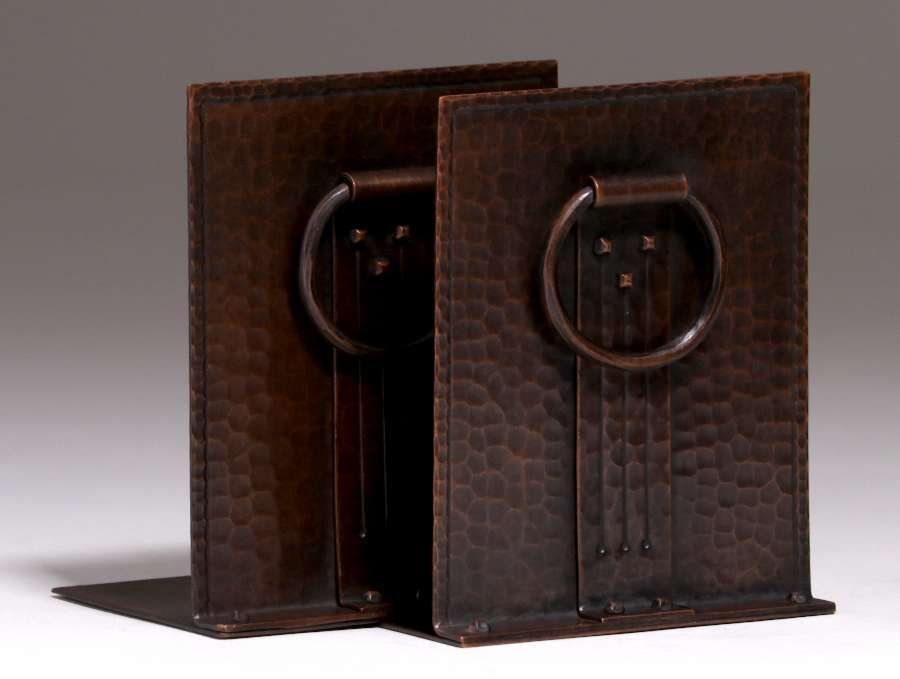 Roycroft Hammered Copper Loop-Handle Bookends (1 of 3)