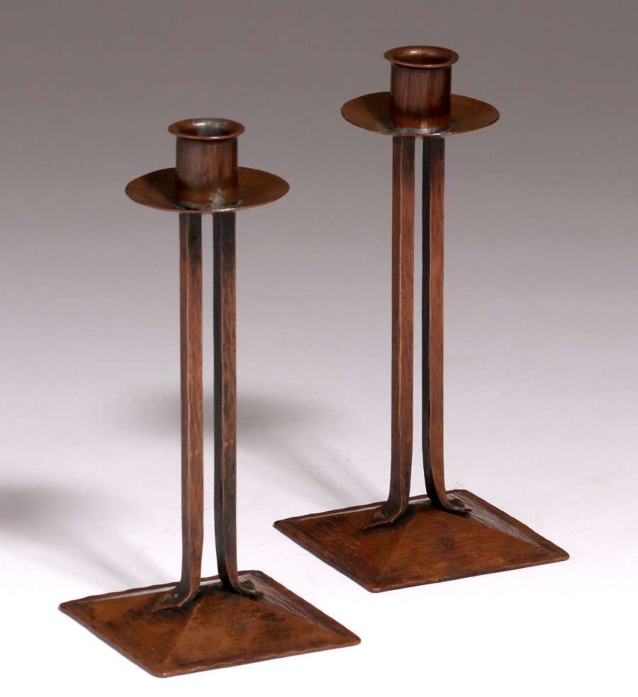 Karl Kipp Hammered Copper “Princess” Candlesticks (1 of 3)