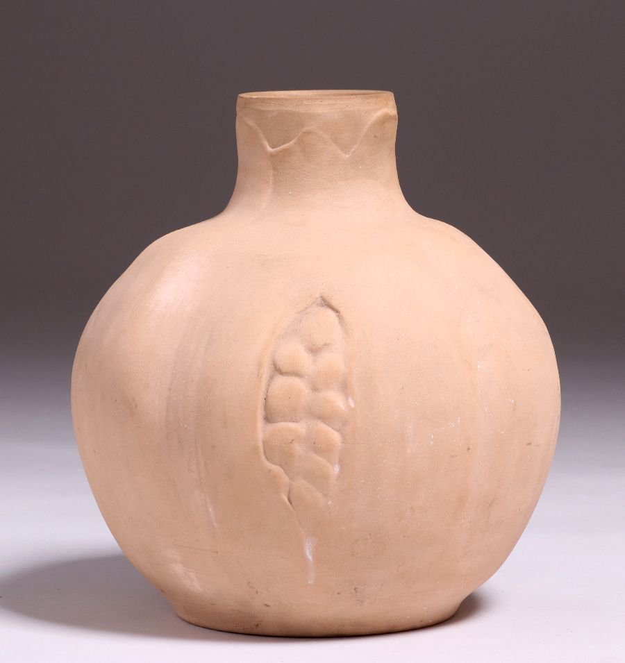 California Faience Unglazed Pomegranate Lamp Base Vase (1 of 3)
