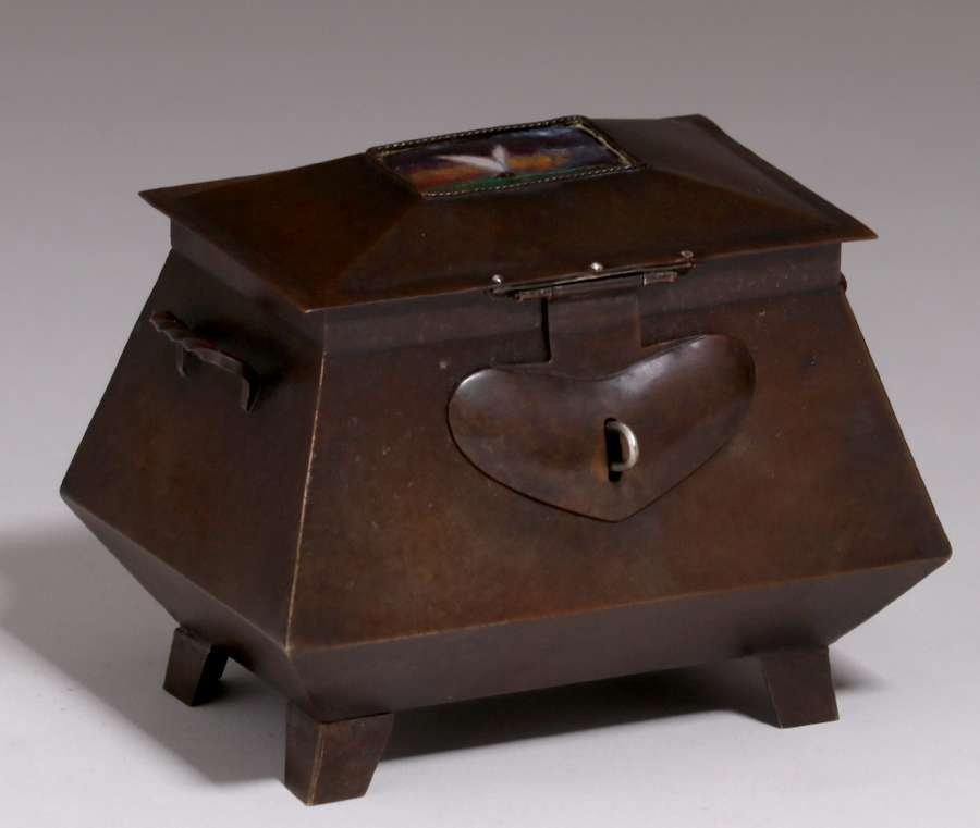 English Arts & Crafts Handcrafted Brass & Enamel Box (1 of 5)