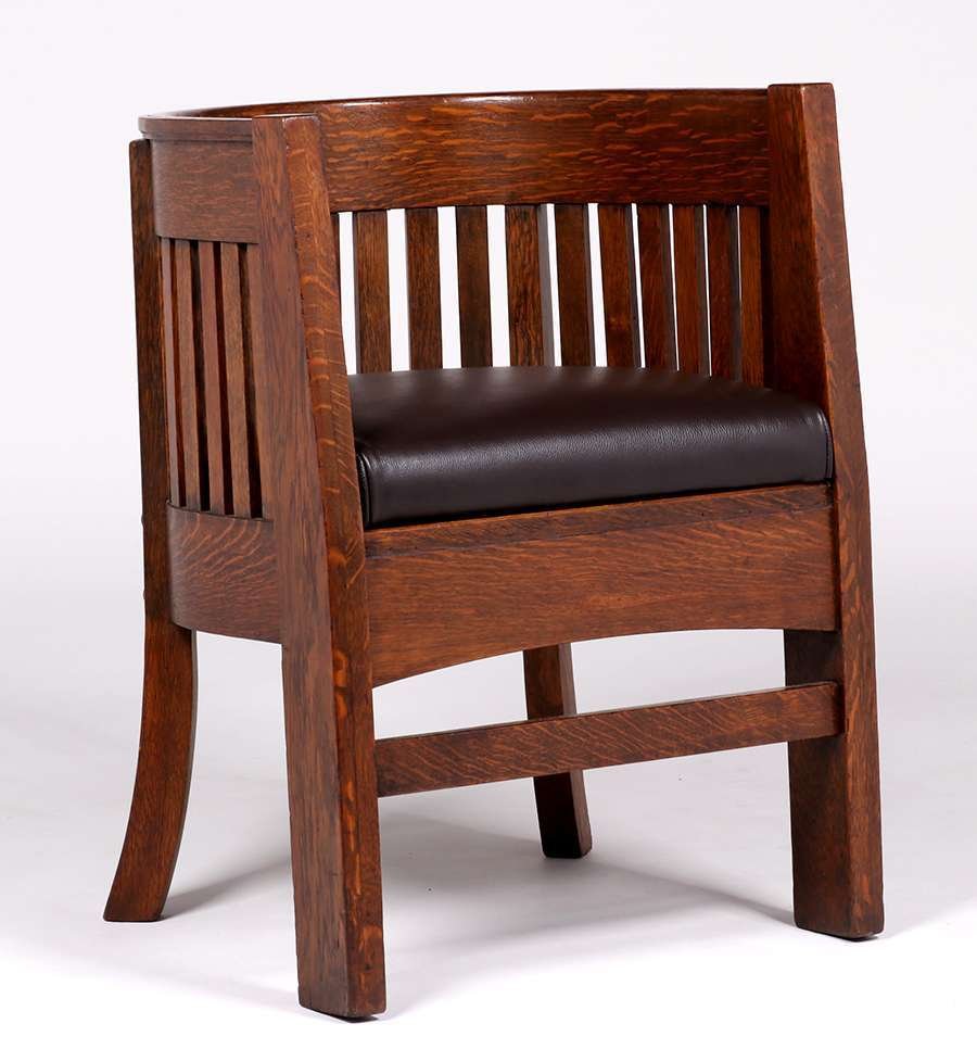 Plail Brothers Prairie School Barrel Chair c1910 (1 of 4)