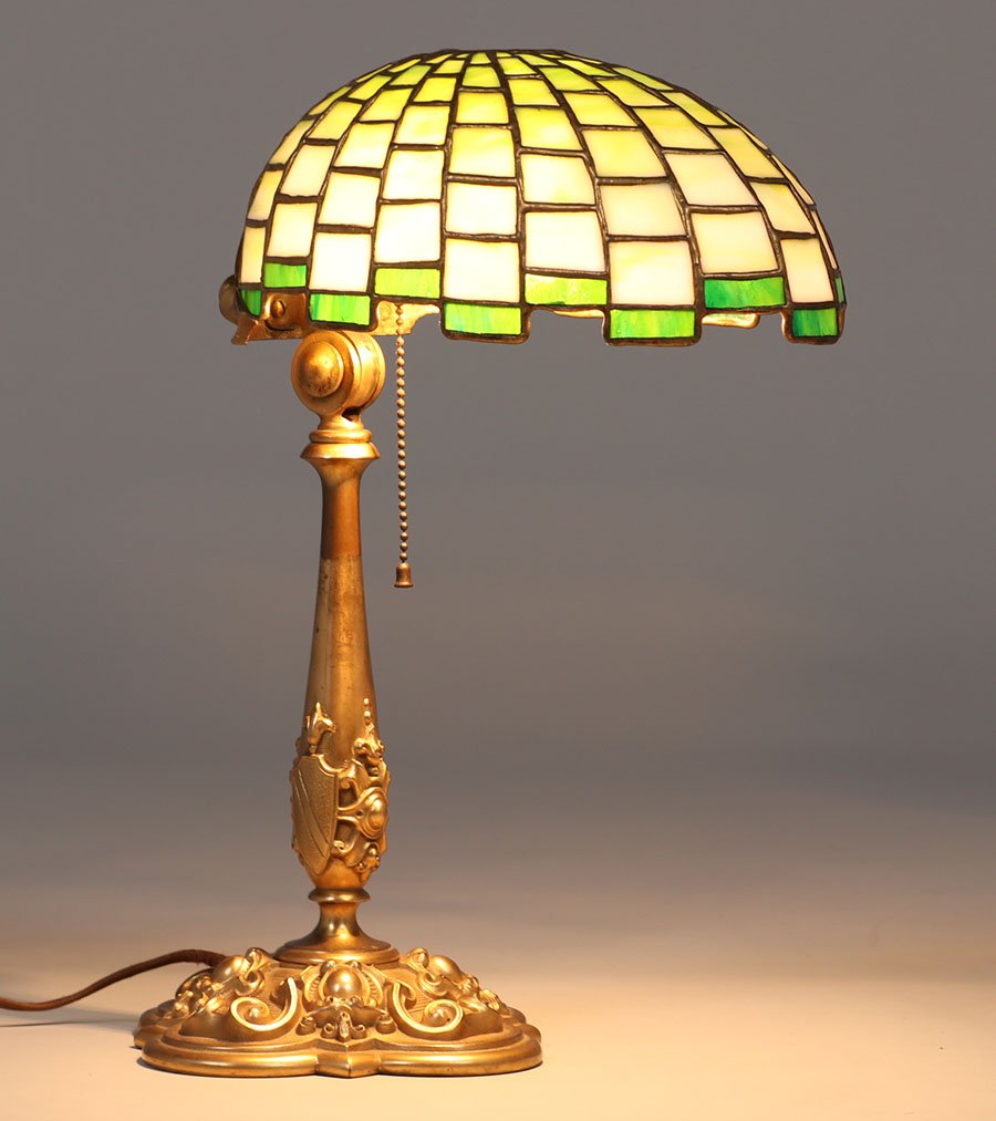 Duffner & Kimberly Gilt Bronze Leaded Glass Piano Lamp (1 of 4)