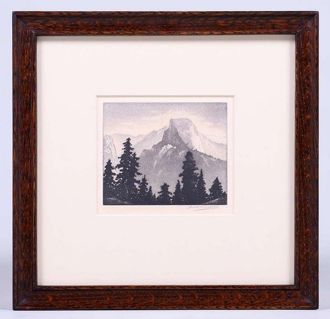 Harold Doolittle Yosemite Half Dome Etching c1930 (1 of 3)