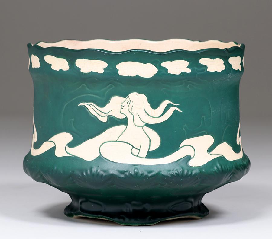 McCoy Pottery Green Mermaid Jardiniere c1910s (1 of 4)