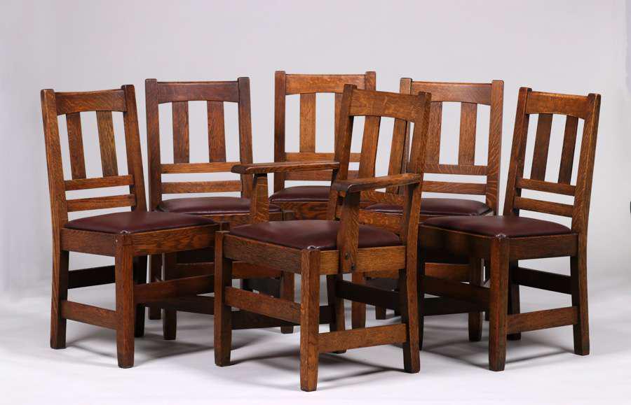 Set of 6 Stickley Brothers Dining Chairs c1910 (1 of 7)