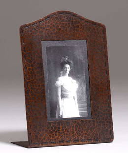 Early Michael Adams Arts & Craftsman Hammered Copper: Early Michael Adams Arts & Craftsman Hammered Copper Picture Frame c1990s. The Arts & Craftsman was a gallery on Nantucket Island run by Beth Cathers & Nick Dombroski. All of the pieces that they had