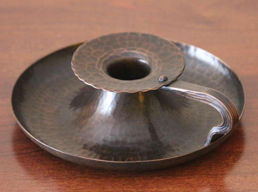 Roycroft Hammered Copper One-Handled Chamberstick (1 of 4)