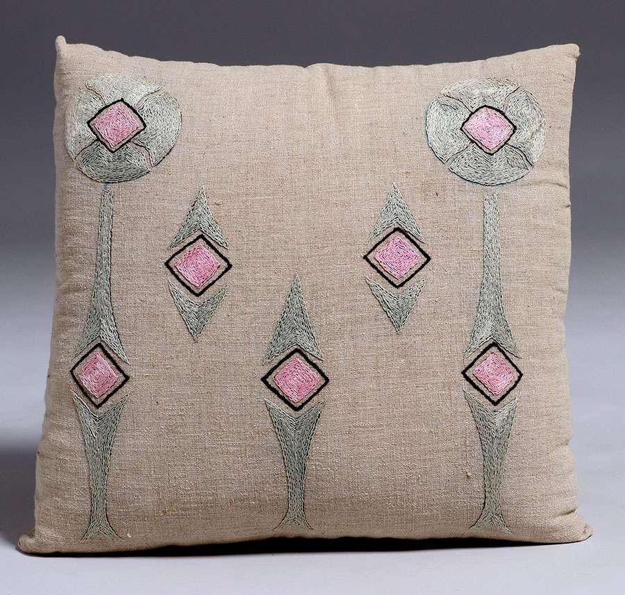 Arts & Crafts Hand Embroidered Pillow c1910 (1 of 2)