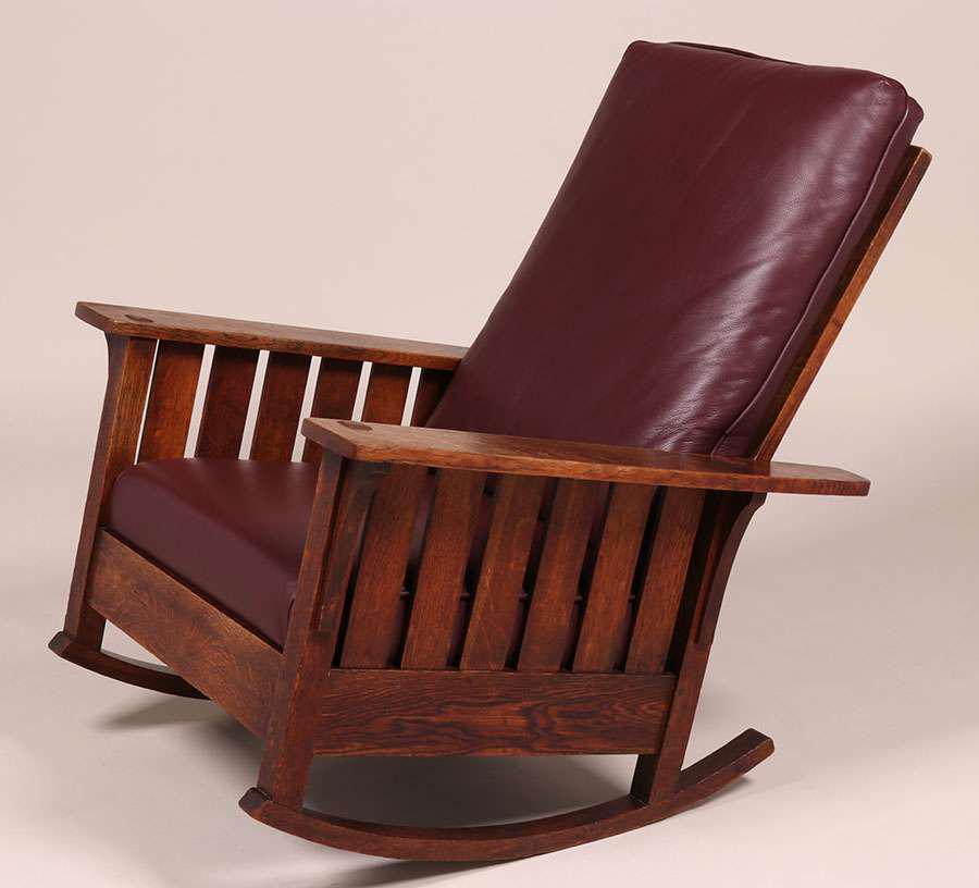 L&JG Stickley #475 Fixed-Back Slatted Rocker c1905-1907 (1 of 4)