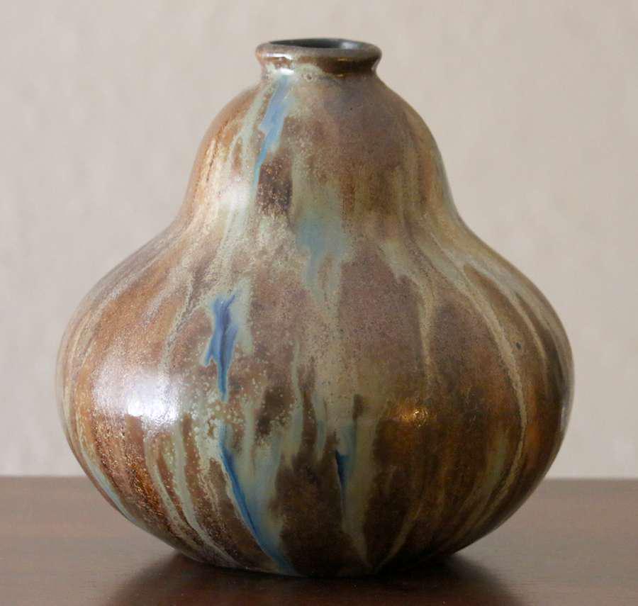 French Art Pottery Gourd Vase Copperdust Flambe c1910 (1 of 3)