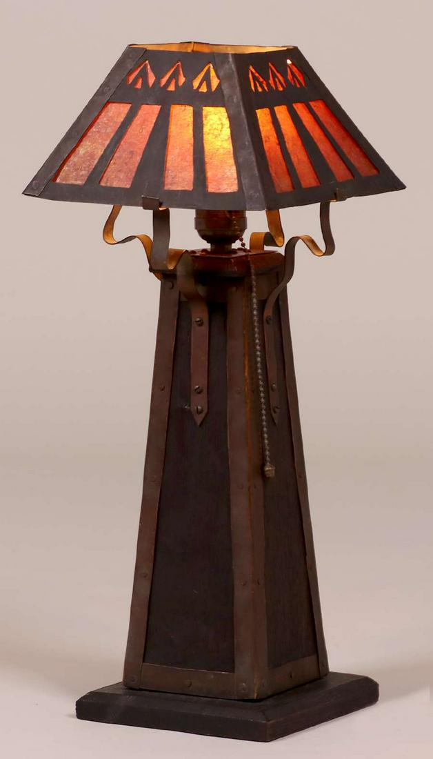 Arts & Crafts Hammered Copper, Oak & Mica Prairie (1 of 5)