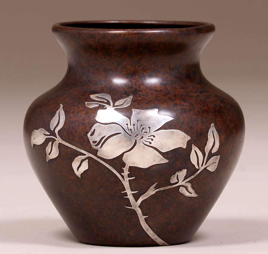 Heintz Sterling on Bronze Vase c1915 (1 of 3)
