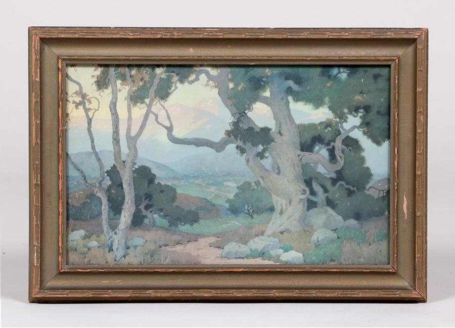 Marion Wachtel Print "The Oaks" c1917: Marion Wachtel print entitled "The Oaks" c1917. Excellent condition. Original frame. Image 13.25"h x 8.25"w. Frame 11.25"h x 16.5"w. Spend $5000 or more at this auction and all of your SHIPPING IS FRE